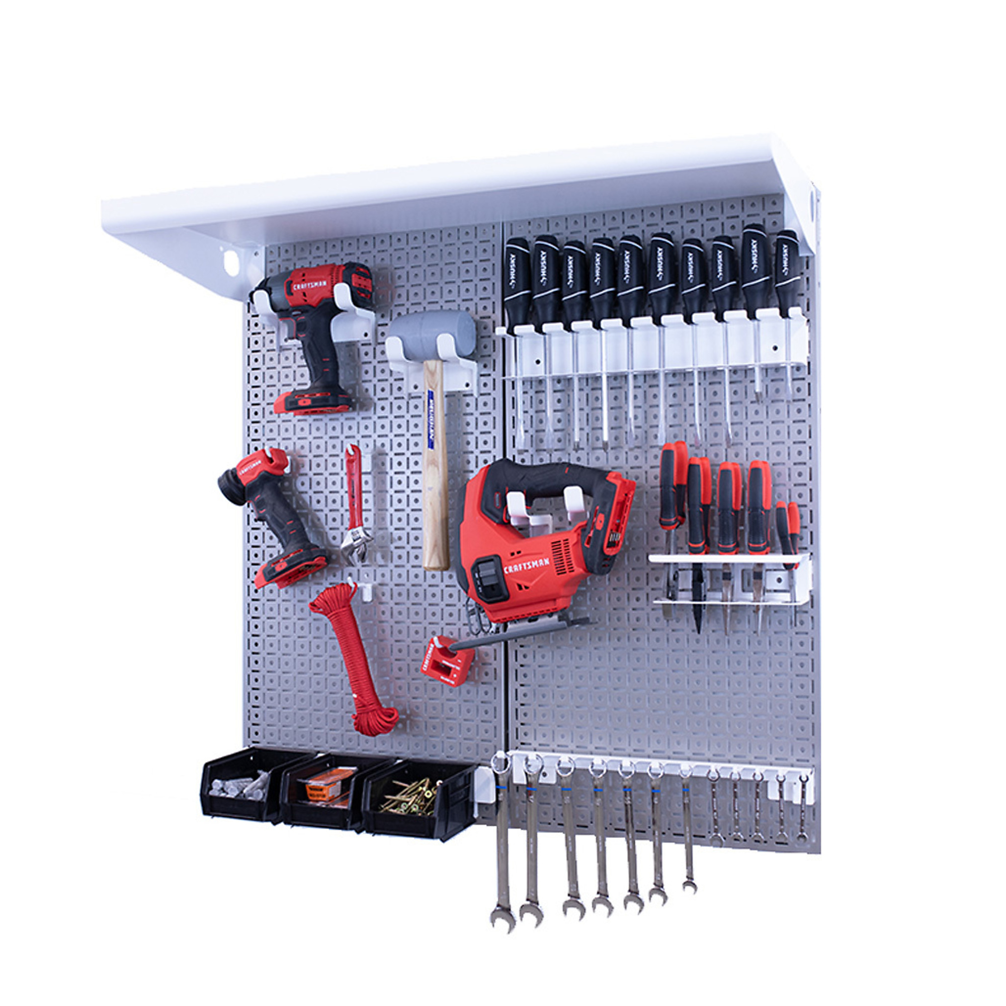 OmniWall Metal Pegboard Storage Kit - 16in. x 32in., Galvanized, 18-Gauge, Model# CGS-KIT-2PL